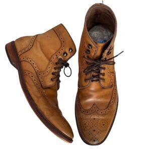 Vintage Johnston & Murphy Wingtip Boots Brown Leather Brogue Size 8